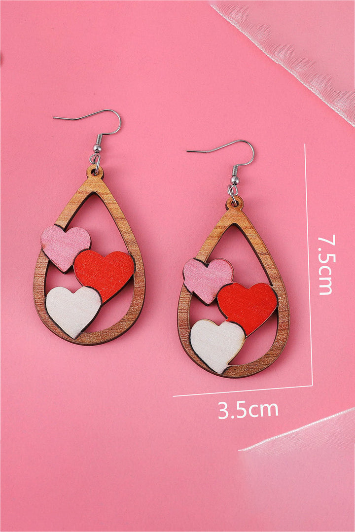 Boucles d'oreilles goutte d'eau à 3 cœurs pour la Saint-Valentin