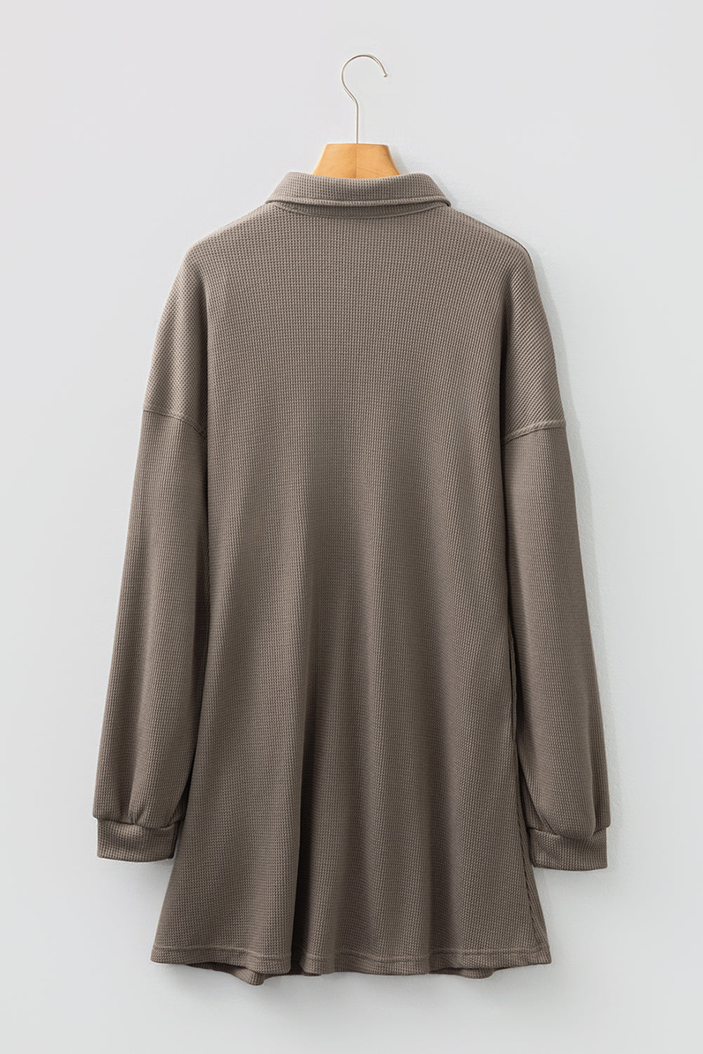 Waffle Knit Shirt Tunic Dress