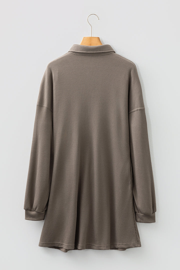 Waffle Knit Shirt Tunic Dress