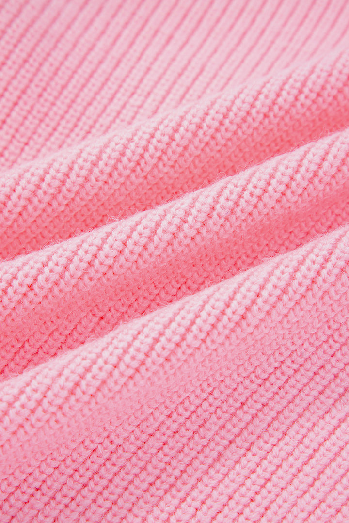Merry Candy Cane Puffy Knit Crew Neck Sweater