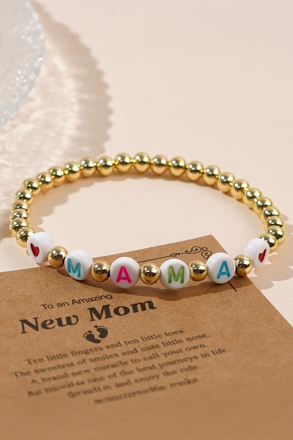 Bracelet élastique en perles MAMA Heart