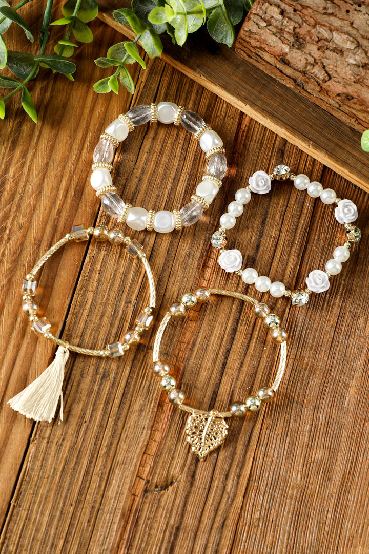 Böhmisches Lagenarmband mit Strassperlen und Fransen