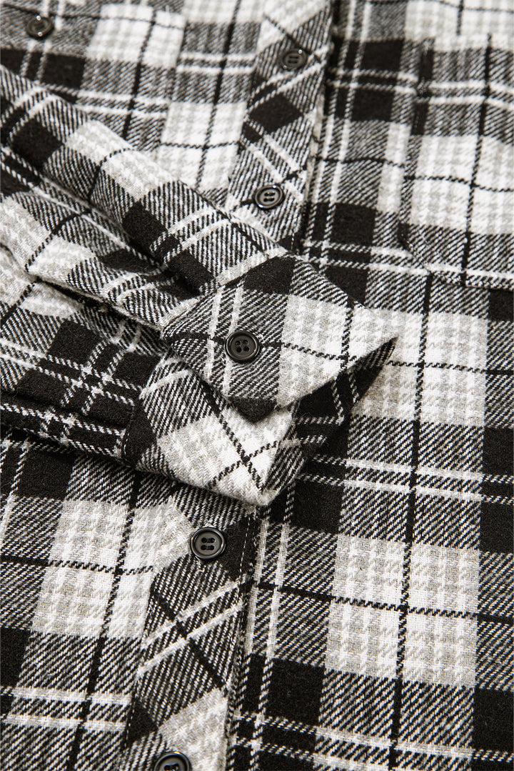 Plaid Print Chest Pockets Buttoned Shirt