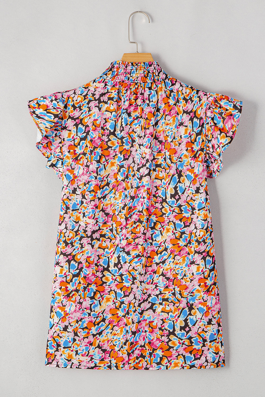 floral print flutter sleeve blouse top