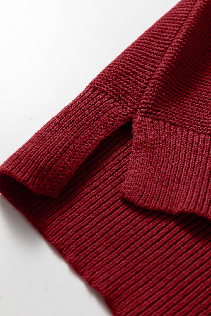Solid Color Front Seam Drop Shoulder Loose Sweater