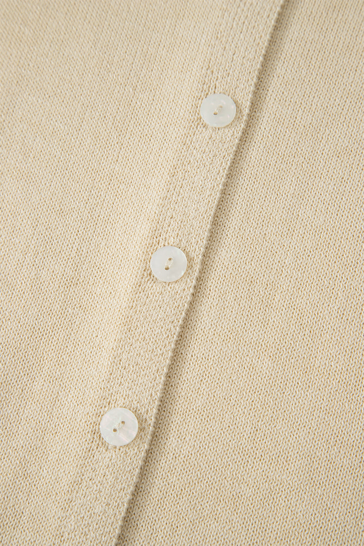 Buttoned Front Rolled Hem Cap Sleeve Sweater Top
