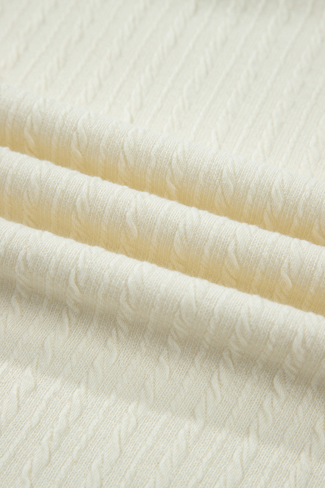 Beige Twisted Texture Knit V Neck T Shirt
