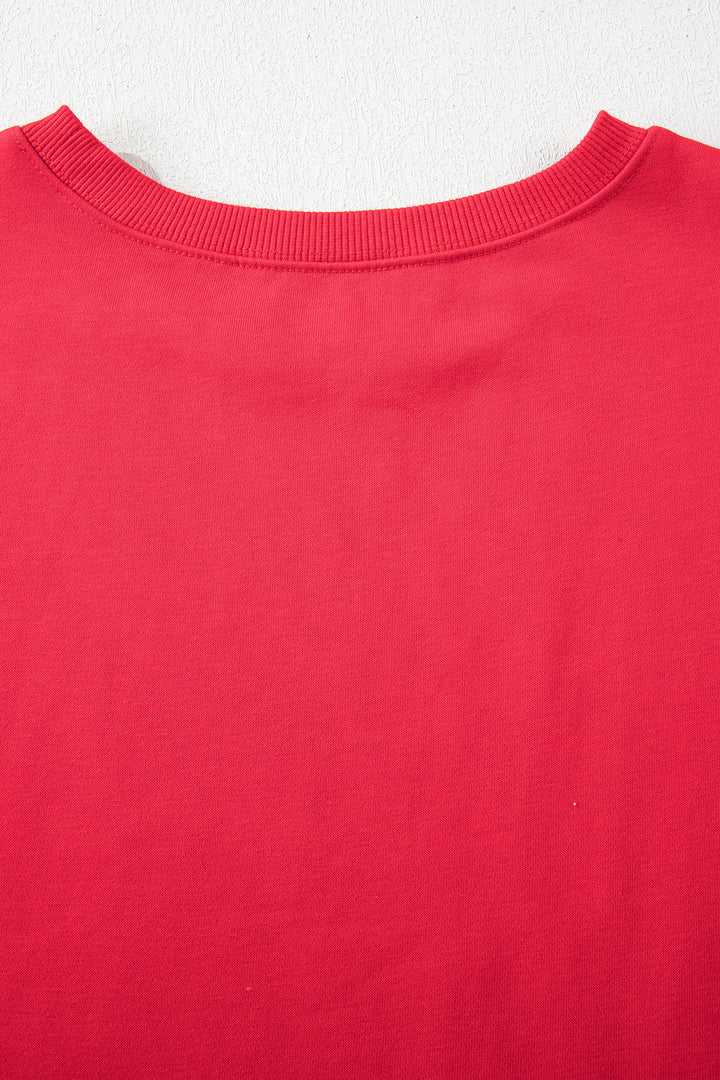 Racing Red Striped Patchwork Sleeve Colorblock Sweatshirt