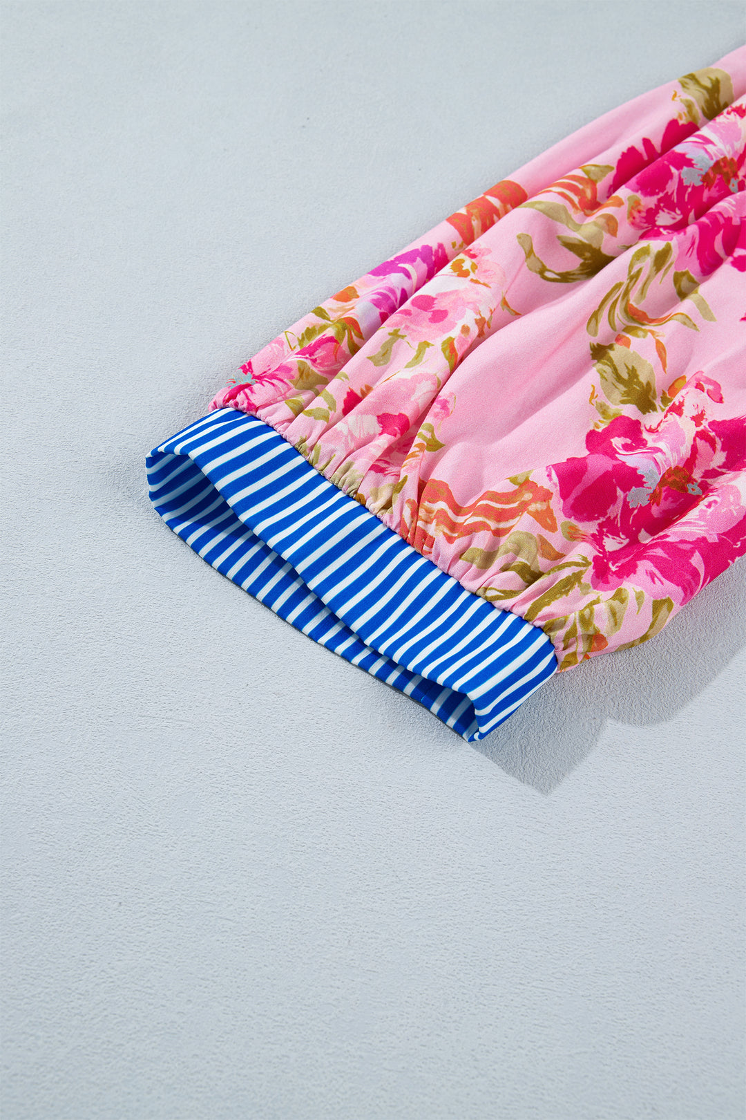 Multicolour Floral Striped Half Sleeve Mini Dress