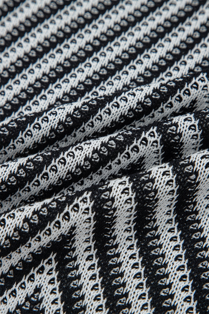 Black Contrast Chevron Knit V Neck Sweater Vest