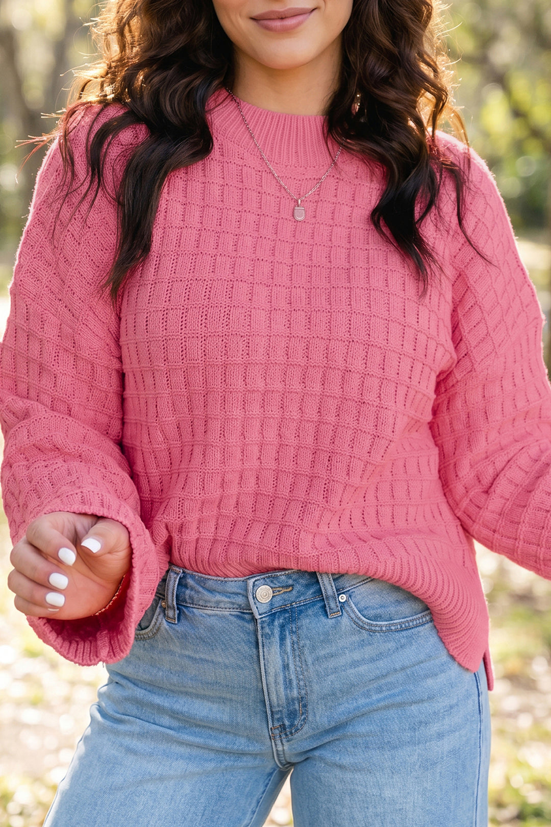 Peach Blossom Long Sleeve Knit Regular Fit Sweater