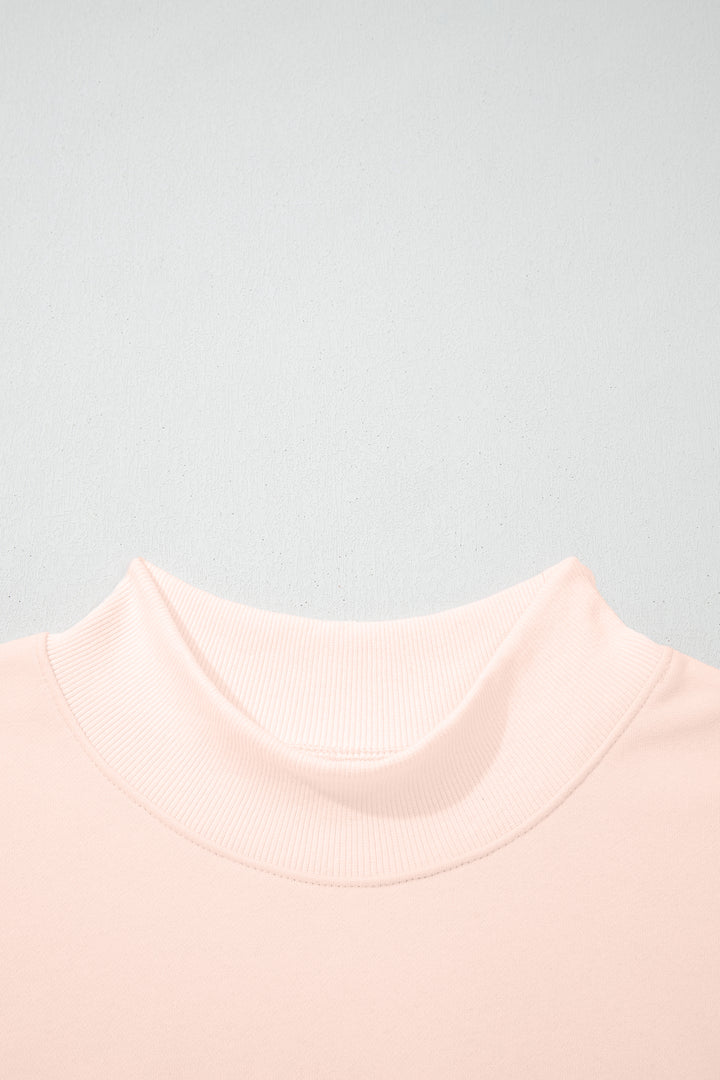 Apricot Pink Oversize Mock Neck Sweatshirt