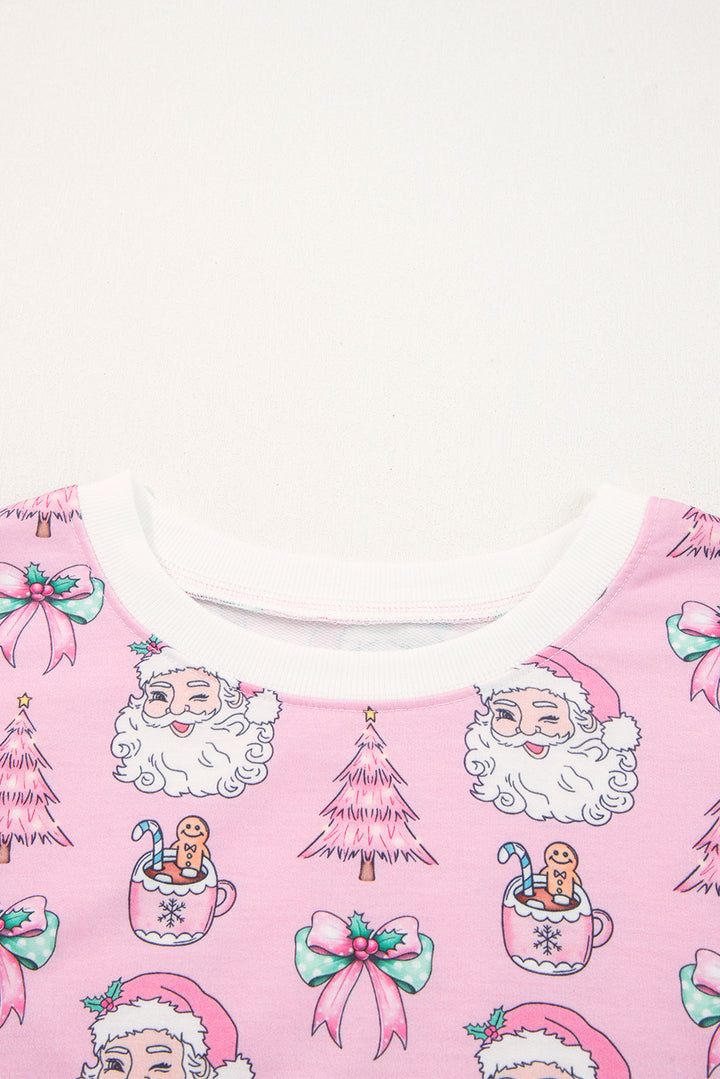 Pink Ho Ho Ho Christmas Fashion Print 2pcs Lounge Short Set