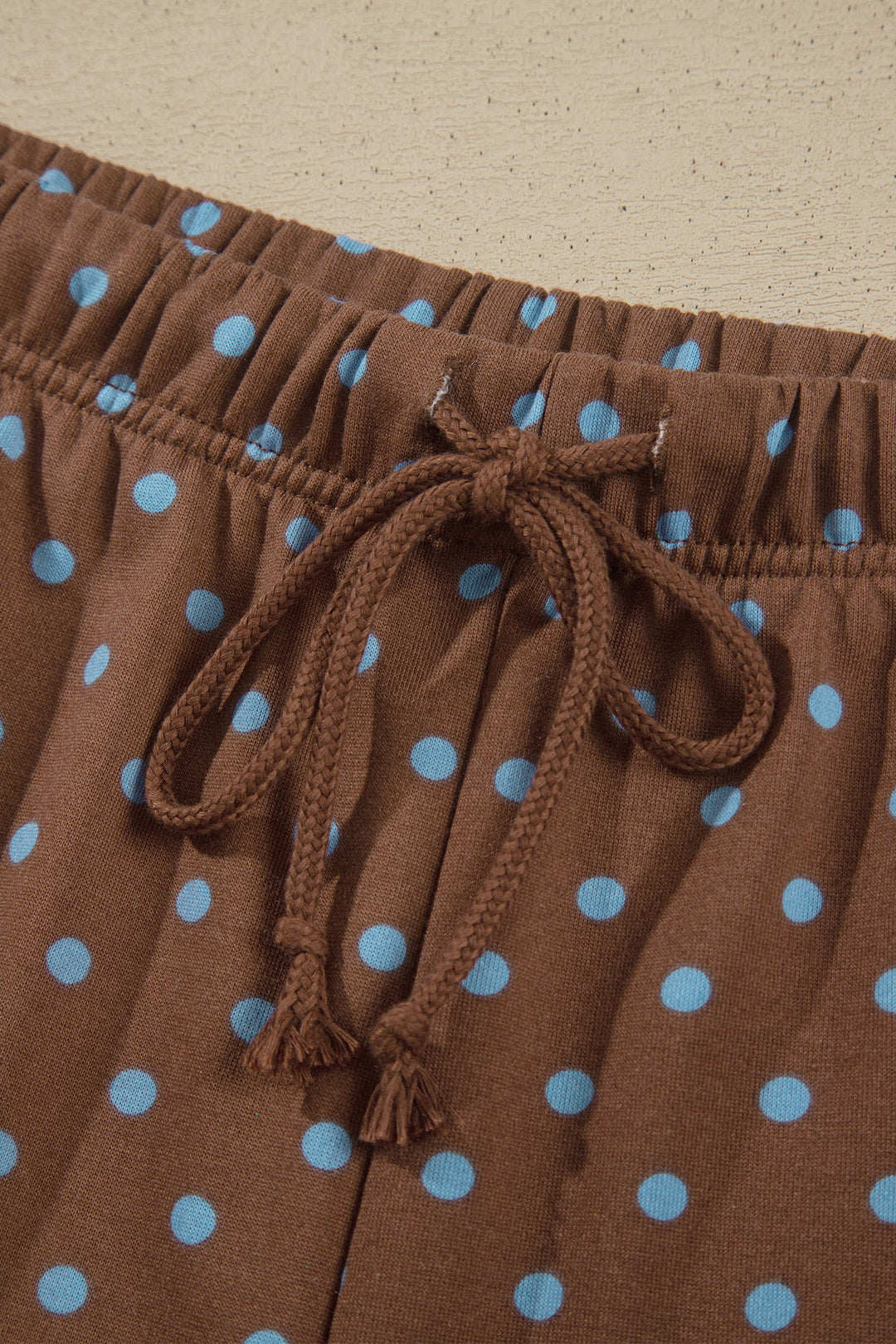 Brown Polka Dot Round Neck Long Sleeve Plus Size Set