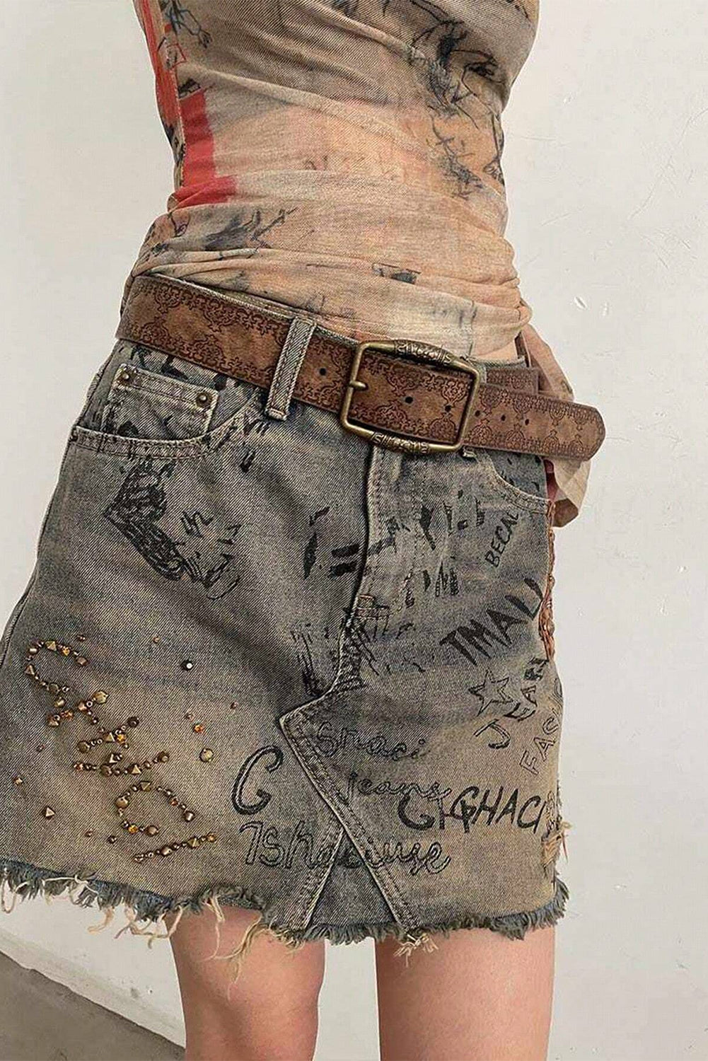 Vintage Pattern PU Leather Waist Belt