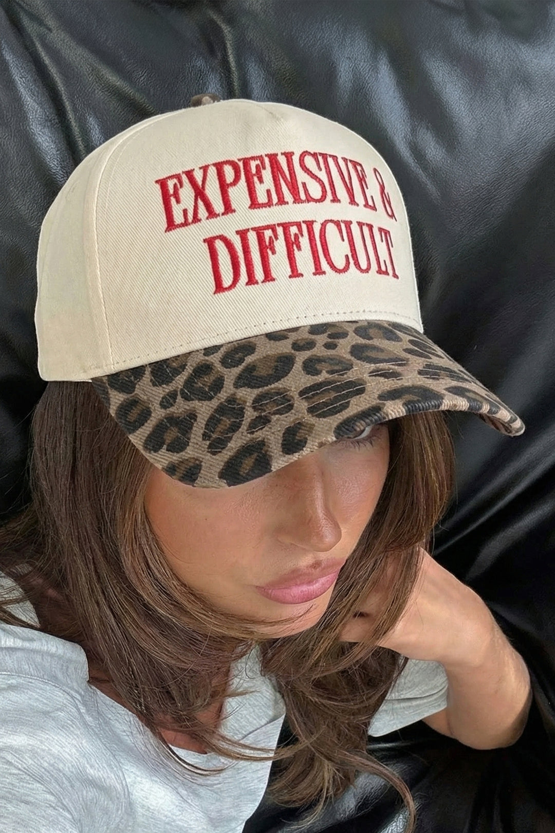Red Dahlia EXPENSIVE & DIFFICULT Leopard Contrast Brim Cap