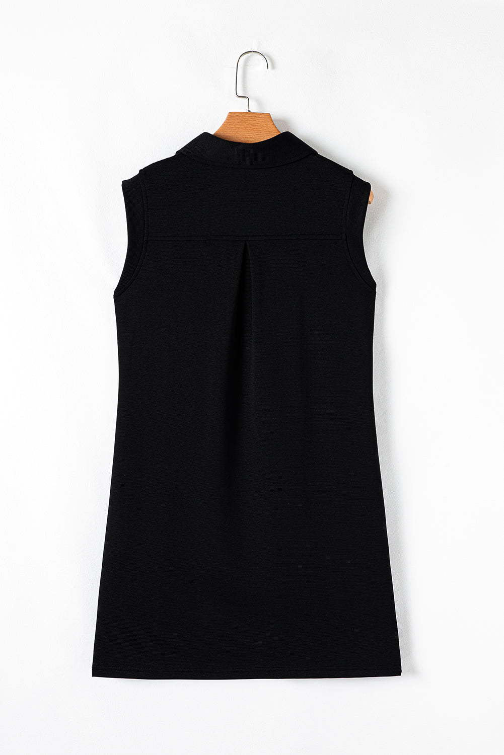 Solid Color Collared Slit Neck Sleeveless Mini Dress