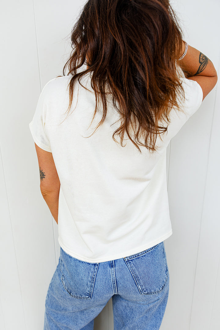 Leopard Bow Embroidered Cotton Round Neck T Shirt