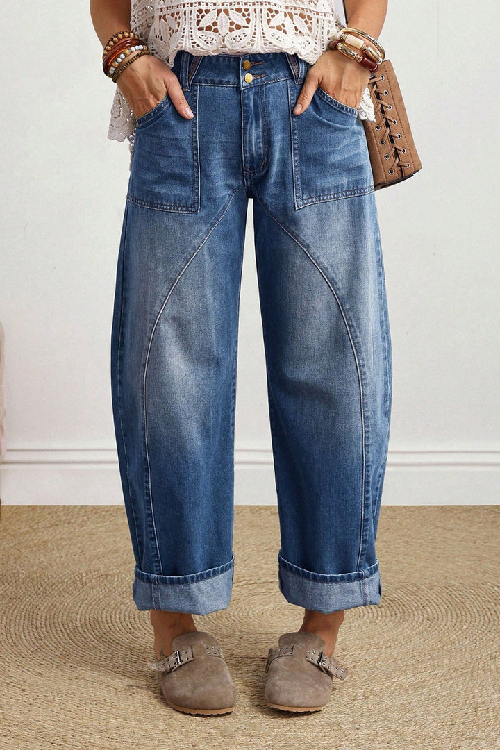 Ashleigh Blue Curved-Knife Ankle-Length Casual Jeans