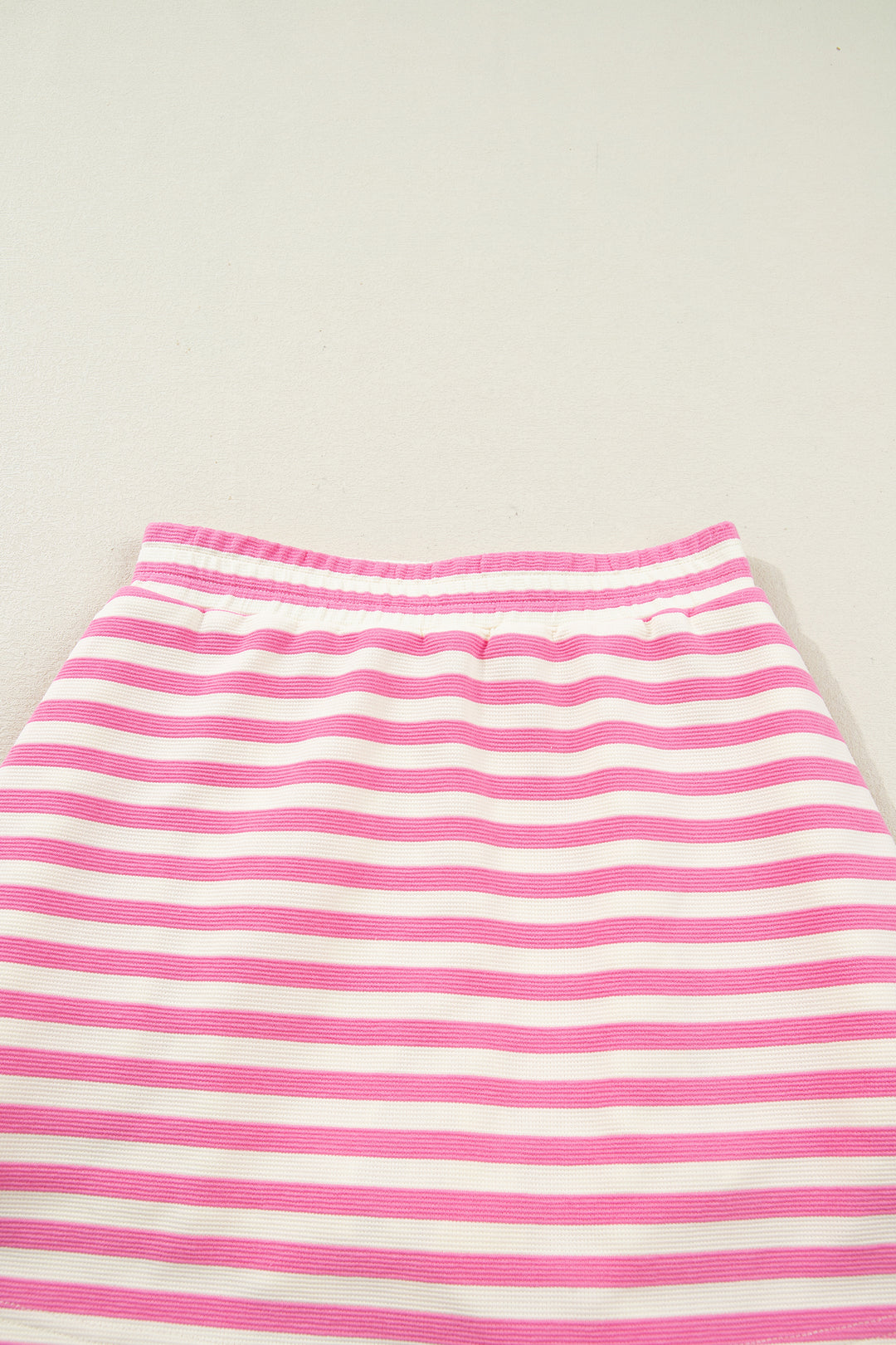 Sachet Pink Textured Stripe Print Zip Collar Sleeveless 2pcs Skort Set