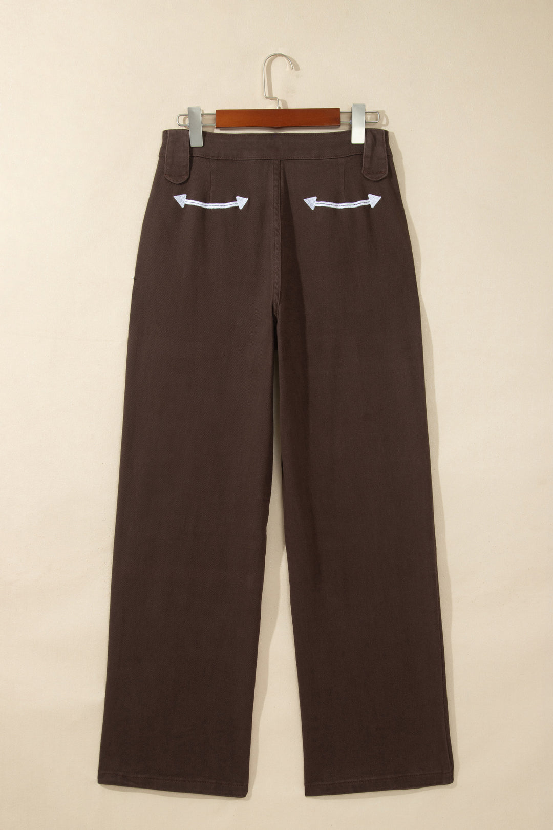 Coffee Western Fly Decorative Belt Loops Straight Leg Jeans