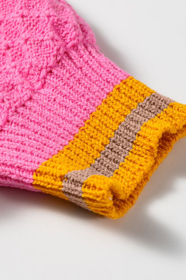 Pink Stripe Striped Colorblock Sweater