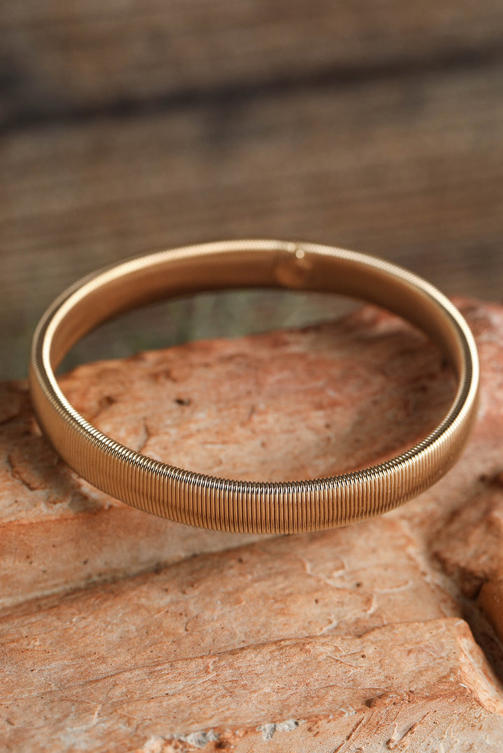 Stretchy Plated Metal Wide Bangle