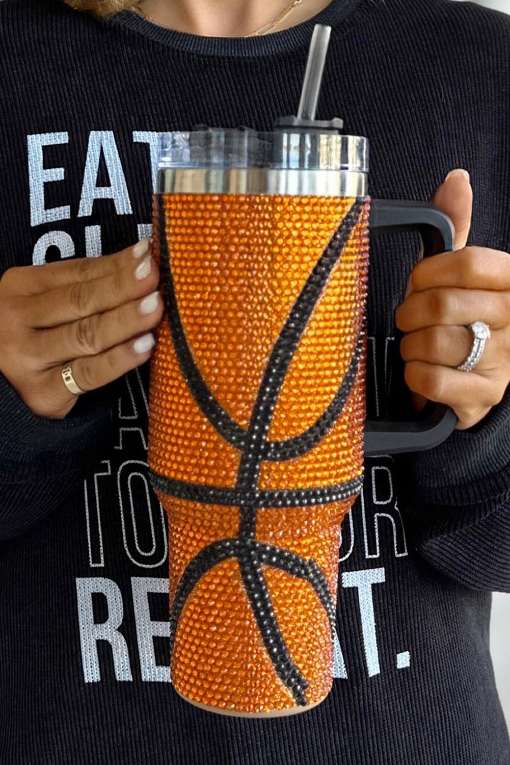 Game Day Basketball Rhinestone Studded 40 Oz Tumbler