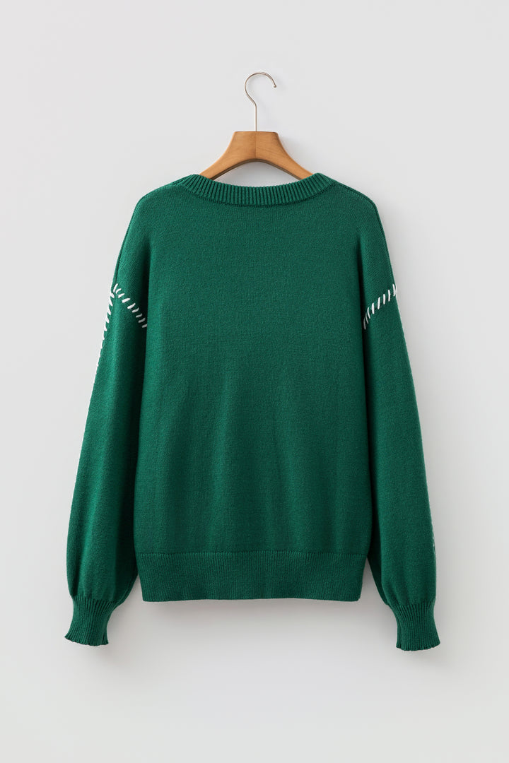 Evergreen Santa Baby Towel Embroidery Christmas Slogan Pullover Sweater