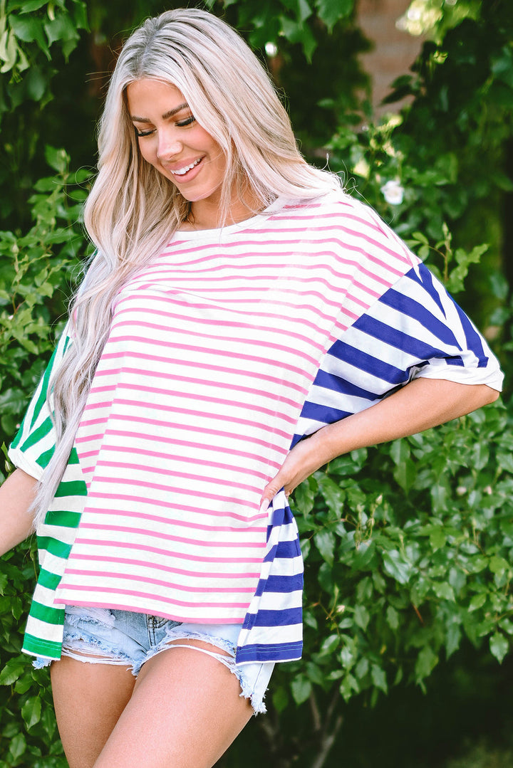Colorblock Patchwork Baggy T Shirt