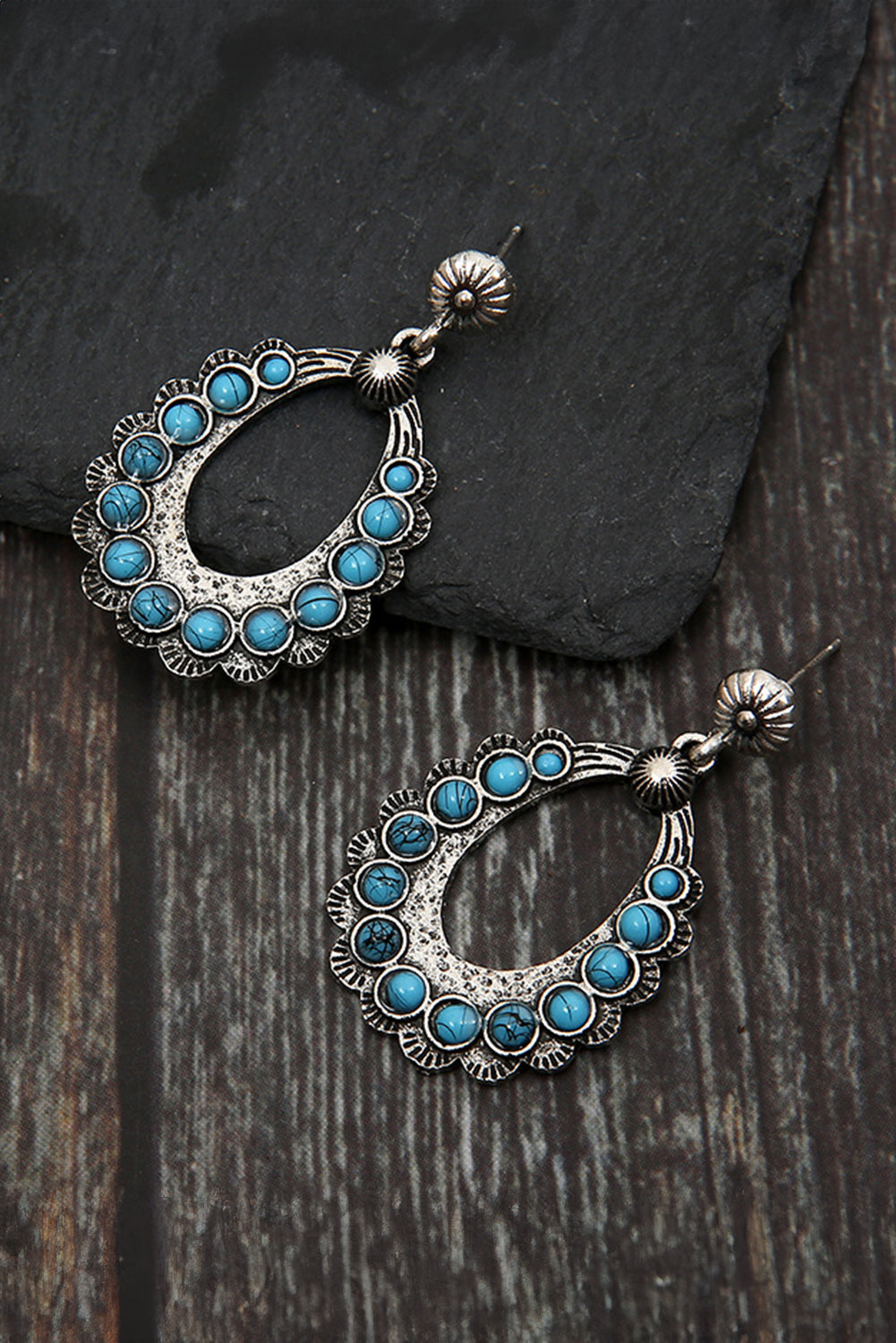 Western Turquoise Cut Out Stud Drop Earrings