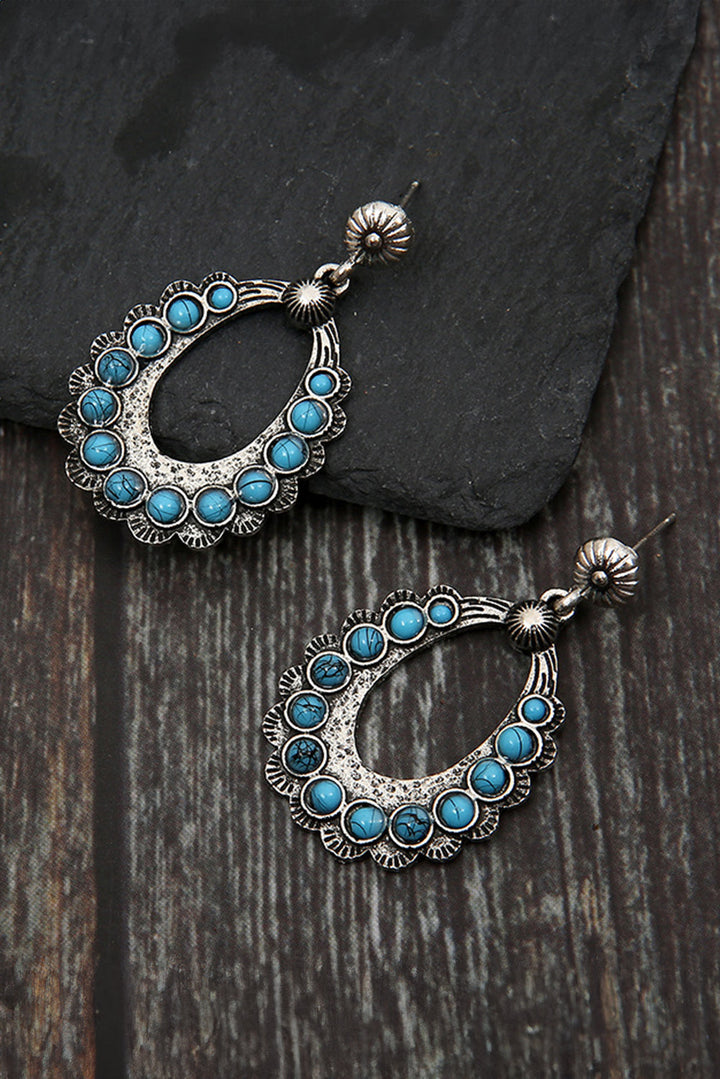 Western Turquoise Cut Out Stud Drop Earrings