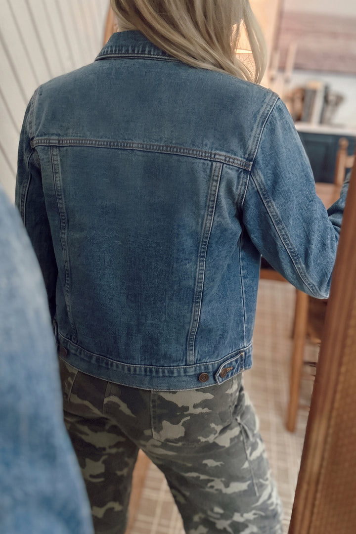 Ashleigh Blue Button Pocket Casual Shift Denim Jacket