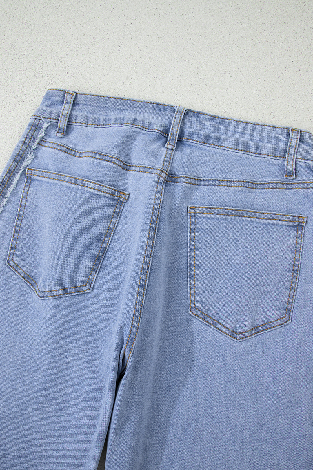 Beau Blue Contrast Stripe Frayed Side Panel Patchwork Shift Jeans