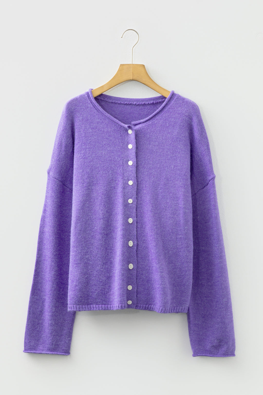 Wisteria Solid Color Knit Button Sweater Cardigan