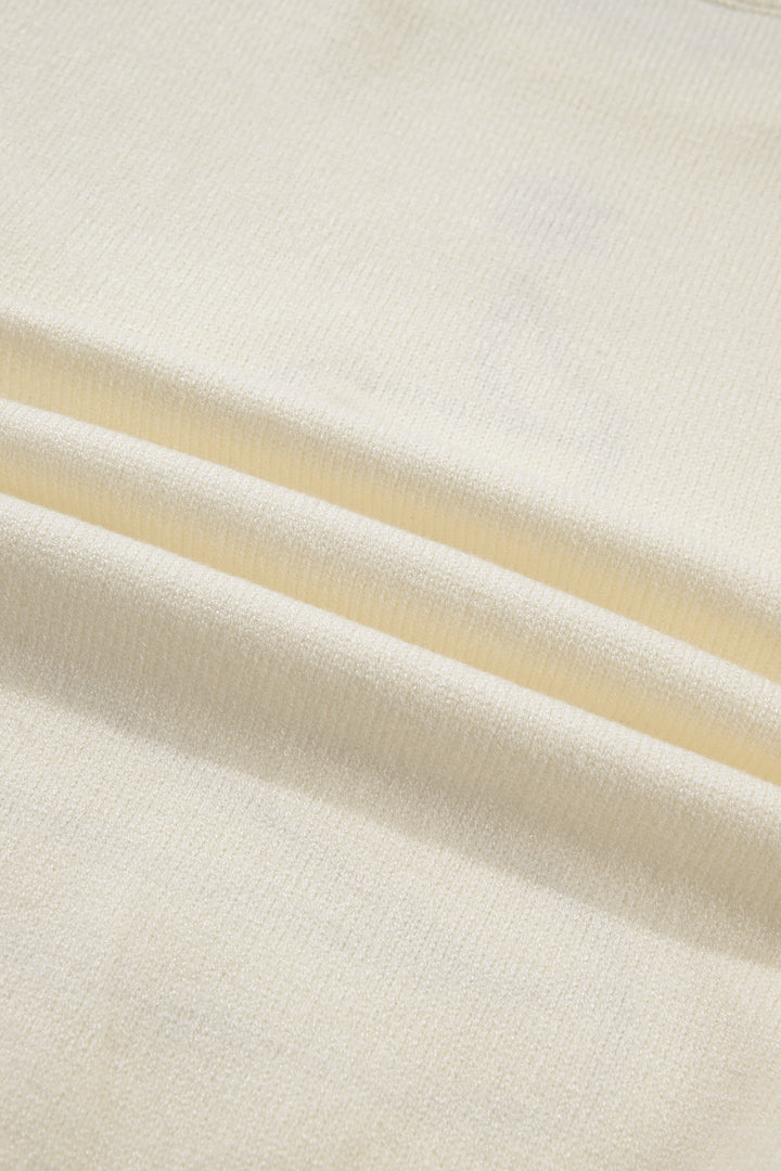 Beige Stitched Detail Christmas Tree Holiday Casual Sweater