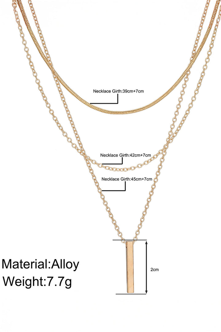 Collier chaîne réglable à plusieurs niveaux avec pendentif en barre