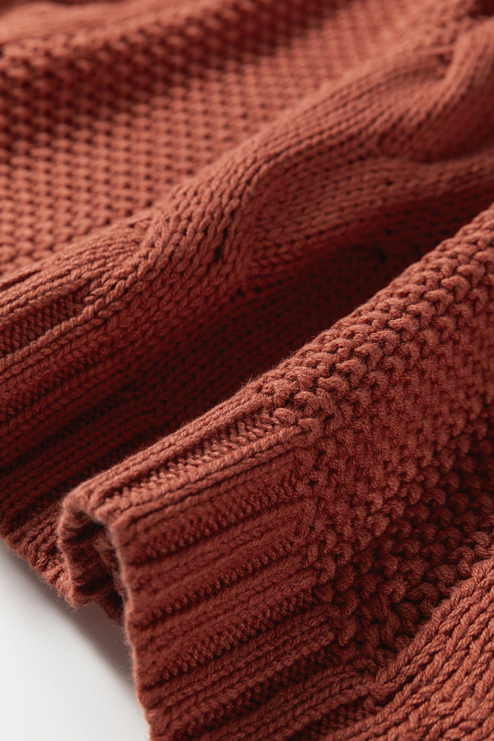 Chunky Fit Slouchy Textured Knit Sweater