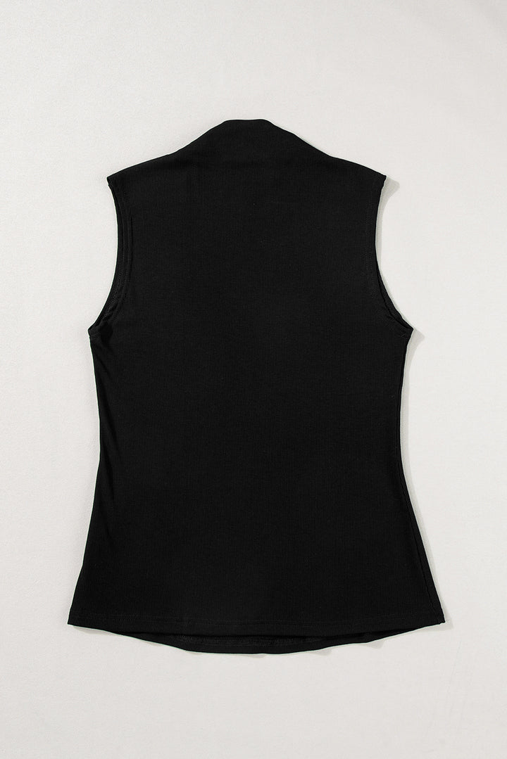 Solid Mock Neck Tank Top