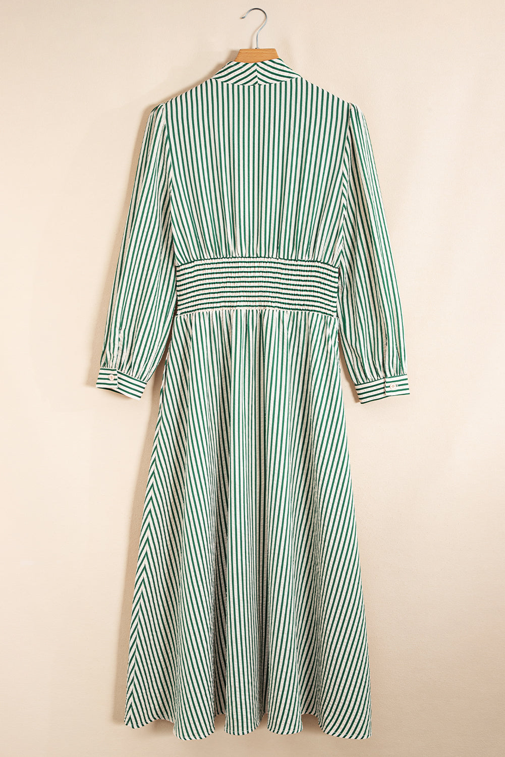 V Neck Zip Front Cinched High Waist Midi Dress