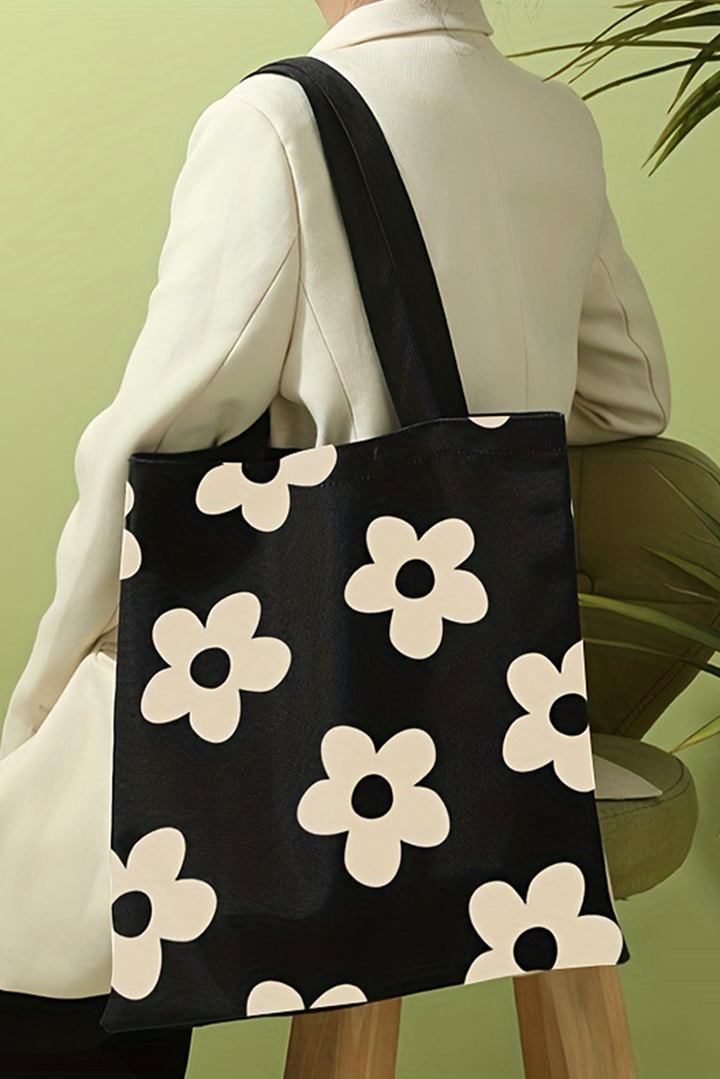 Flower Print Canvas Large Capacity Shoulder Bag