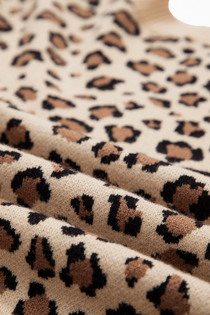 Leopard Print Dolman Sleeve Sweater