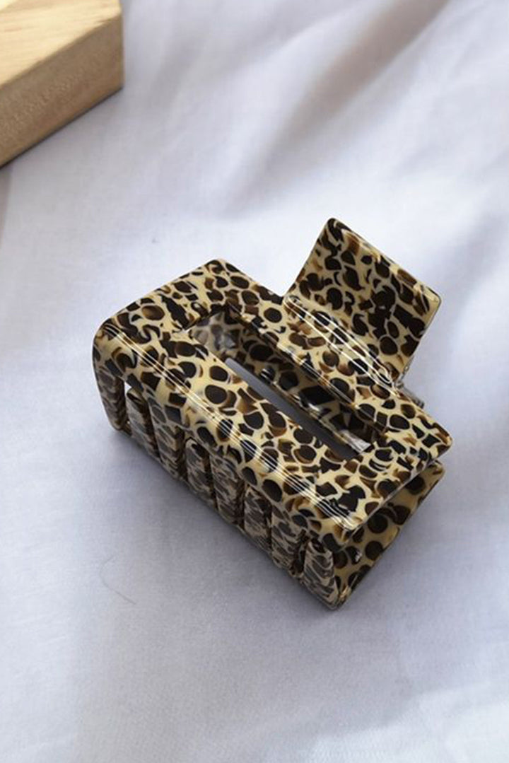 Leopard Print Cutout Square Claw Clip