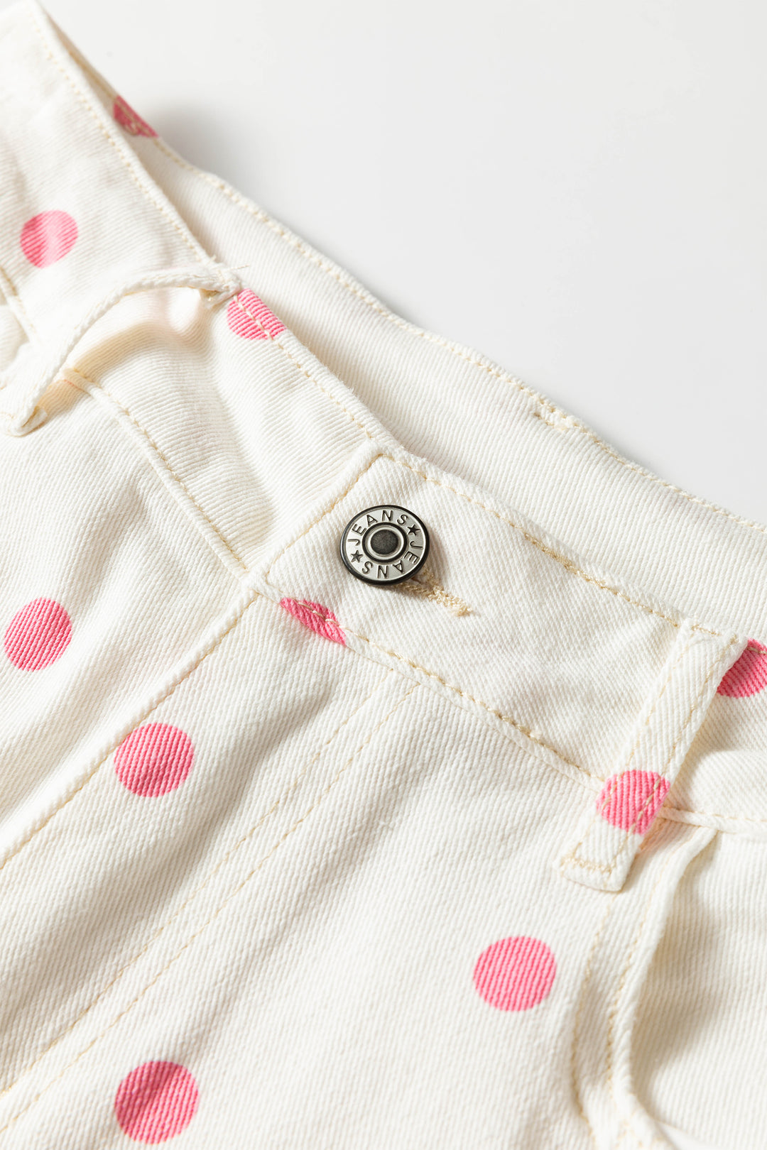 Pink Tailored Seam Polka Dot Print Barrel Casual Jeans