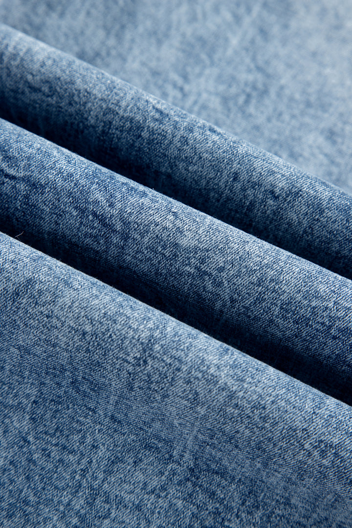 Fashion Beau Blue Acid Wash Pocket Detail Flare Jeans