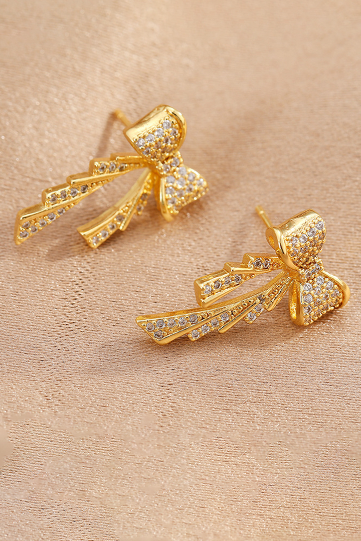 Boucles d'oreilles à tige plaquées avec nœud en strass