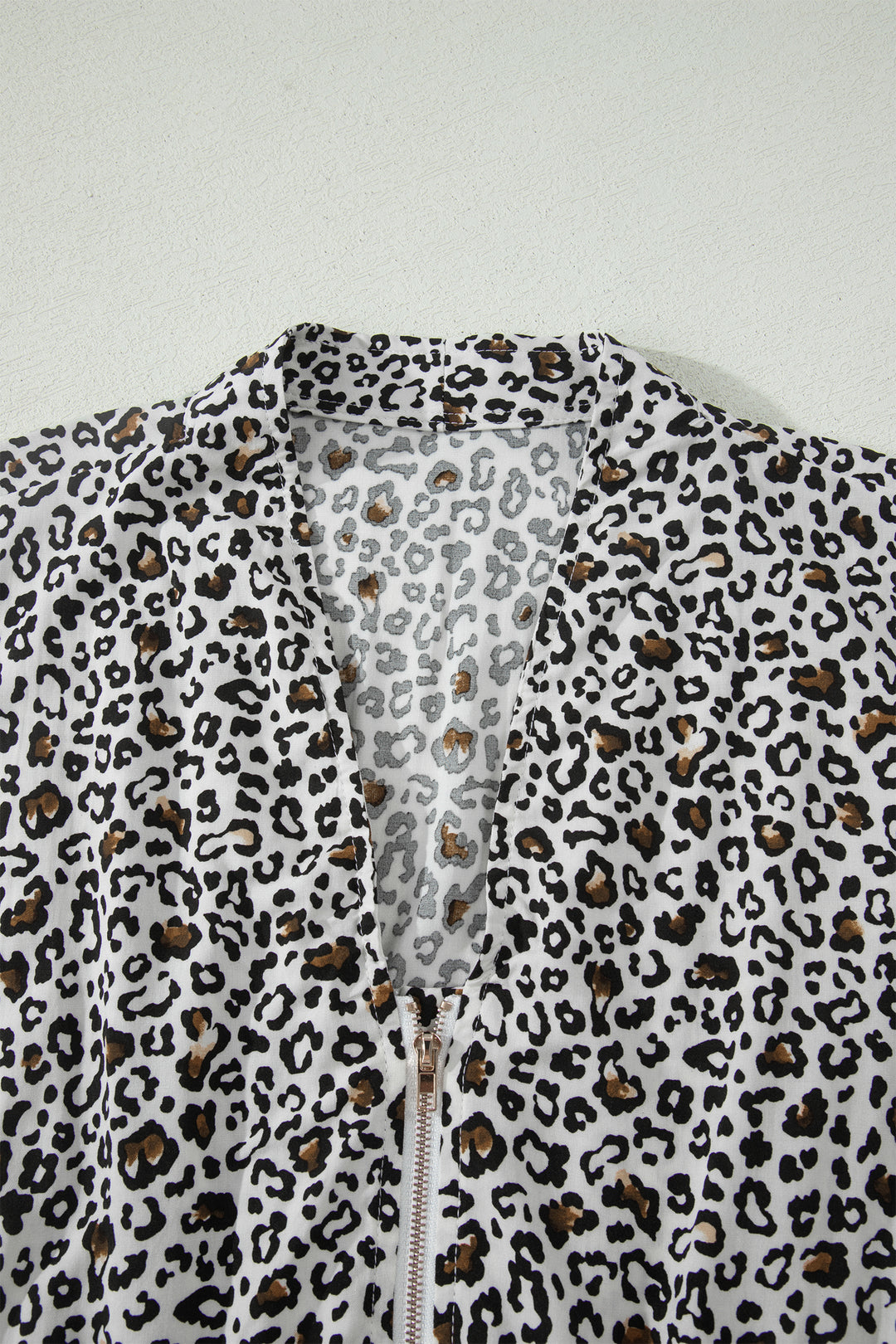 Beige Leopard Zip Front V Neck Cinched Waist Sleeveless Maxi Dress