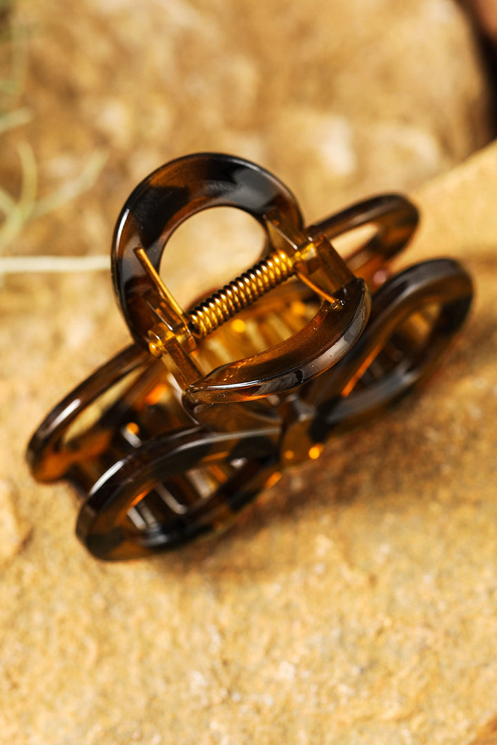 Pince à cheveux ajourée à imprimé léopard