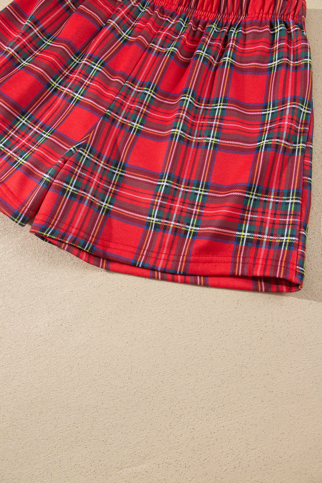 Red Plaid MERRY Holiday Long Sleeve Top and Shorts Set