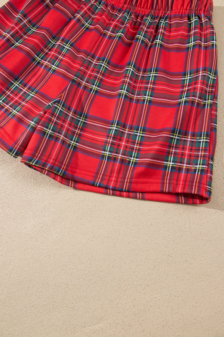 Red Plaid MERRY Holiday Long Sleeve Top and Shorts Set